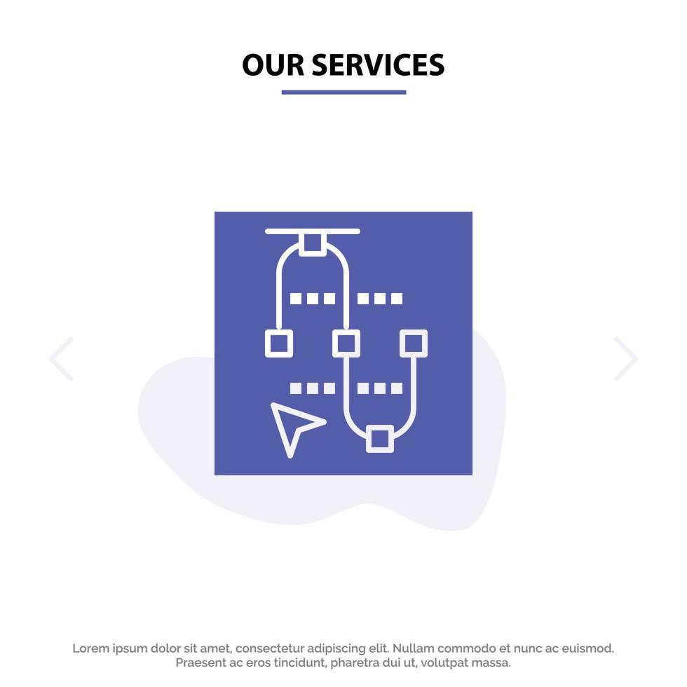 Our Services Mouse Screen Vector  Arrow Solid Glyph Icon Web card Template