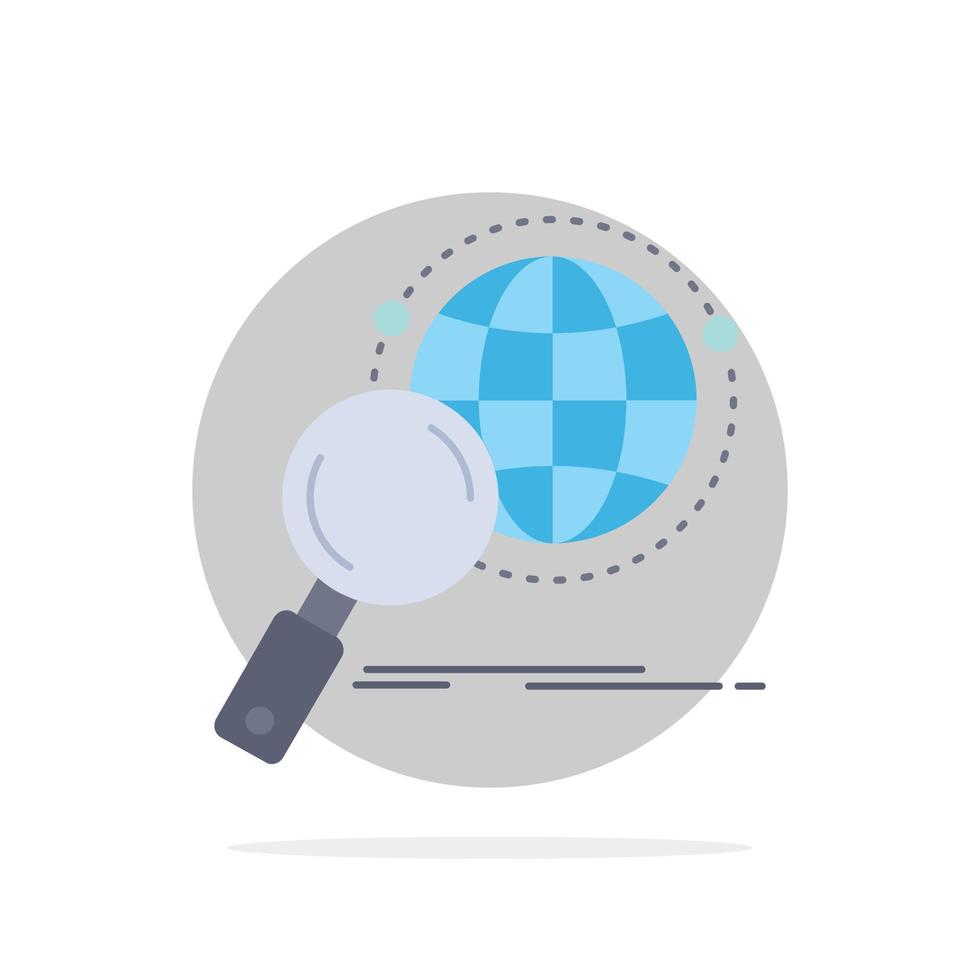 global globe magnifier research world Flat Color Icon Vector