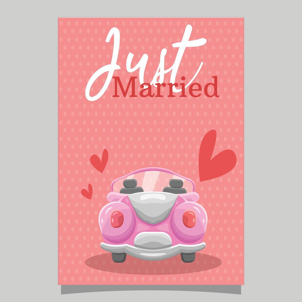 Just Married Banner with Elegant Car vector