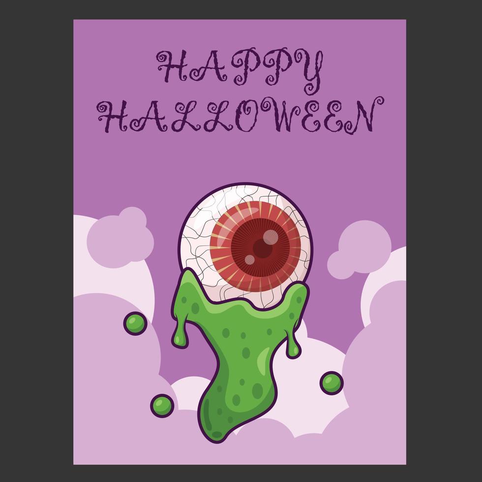 cartel vertical de halloween con ilustración de globo ocular vector