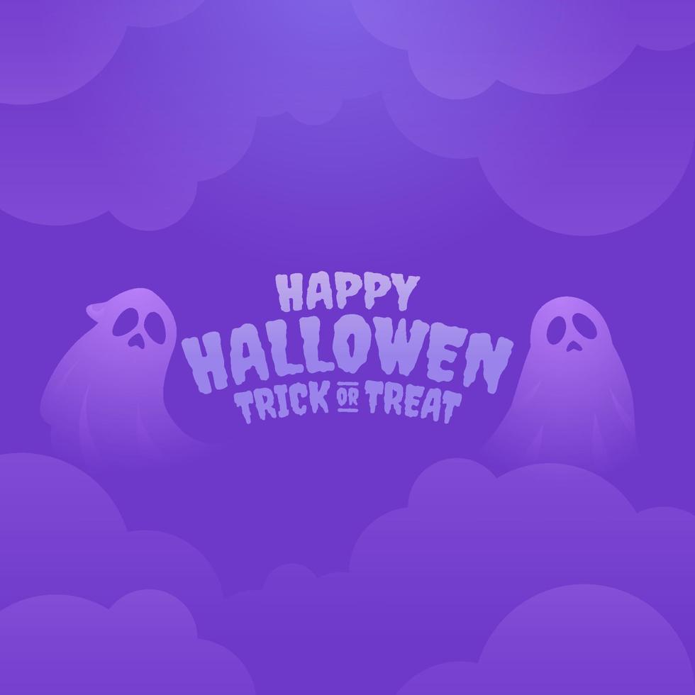 feliz hallowen banner vector, spooky hallowen plantilla de fondo con ilustración de fantasmas para tarjetas de felicitación o publicación en medios sociales vector