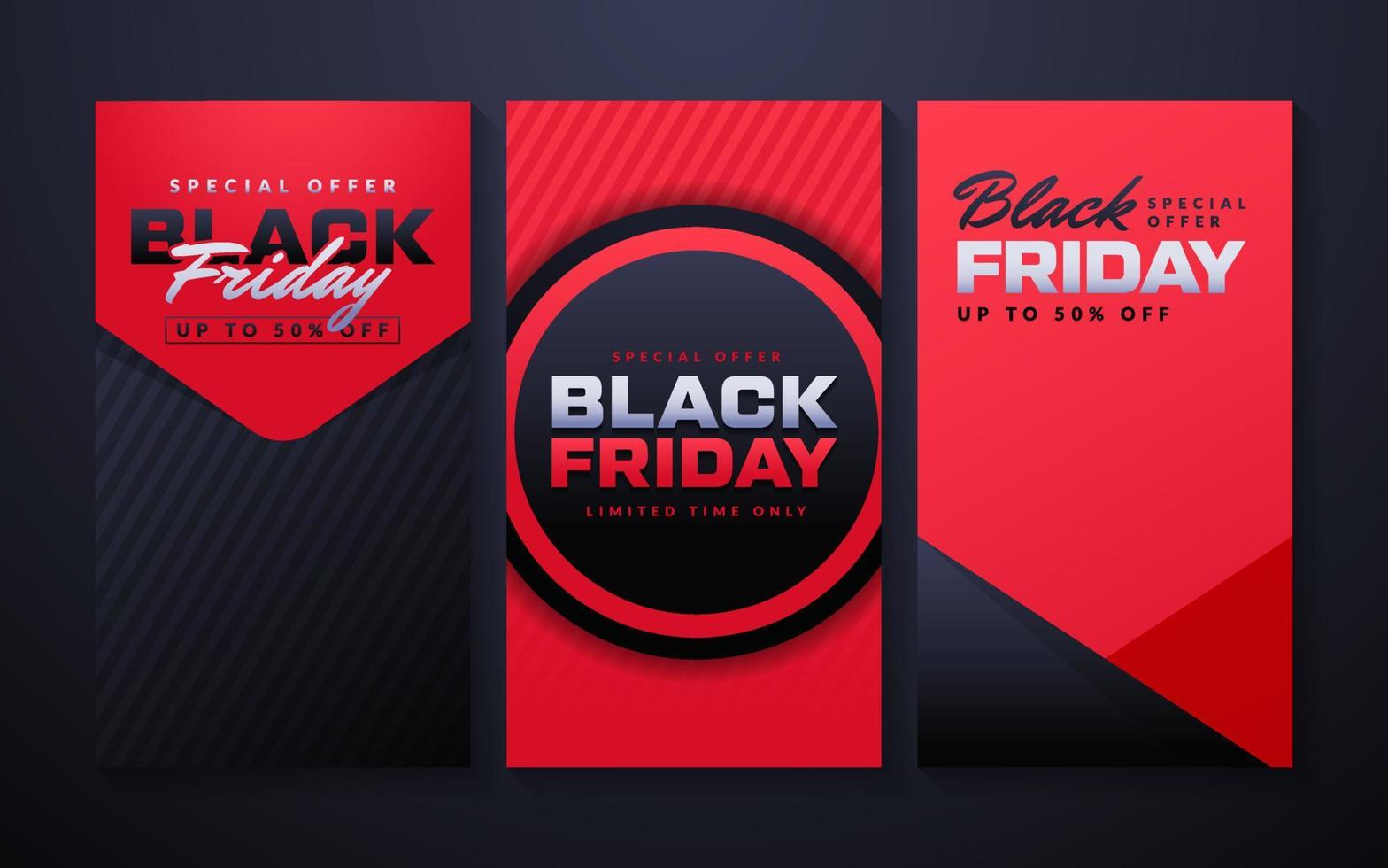 Black friday sale for social media post template. Background for stories and post, mobile app, banners, cards. Stories template. vector