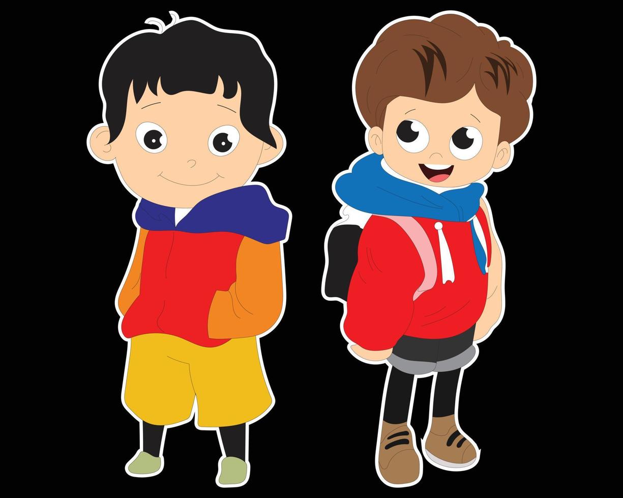 Cute cartoon boy and girl. Vector clip art illustration with simple gradients. Each on a separate layer.