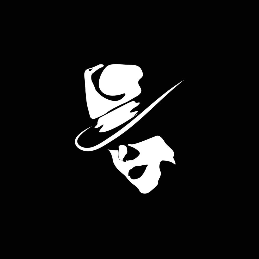 Silhouette of a man in a hat logo. Vector