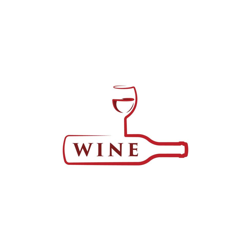 Wine glass. Bottle logo design background. Vector icon for restaurant menu.