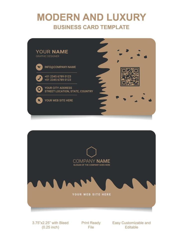 tarjeta de nombre negra dorada premium y plantilla de tarjeta de visita horizontal de lujo. tarjeta de visita vectorial. vector