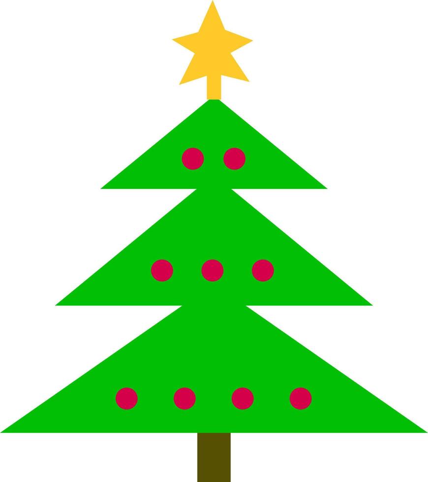 Green Christmas tree with lights and a star. vector