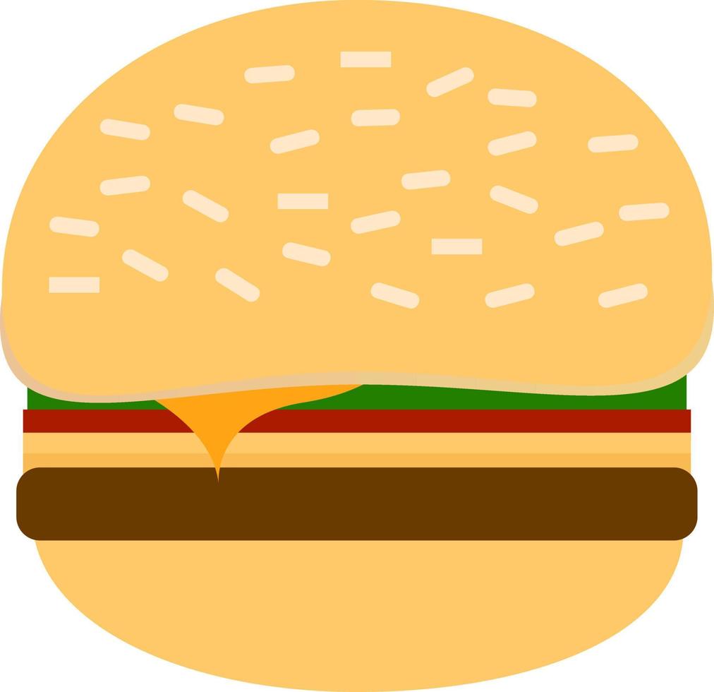 Hamburger with cheese cutlet and salad. vector