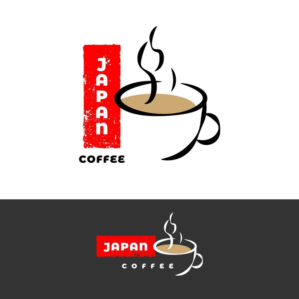 Simple line japan coffee logo vector