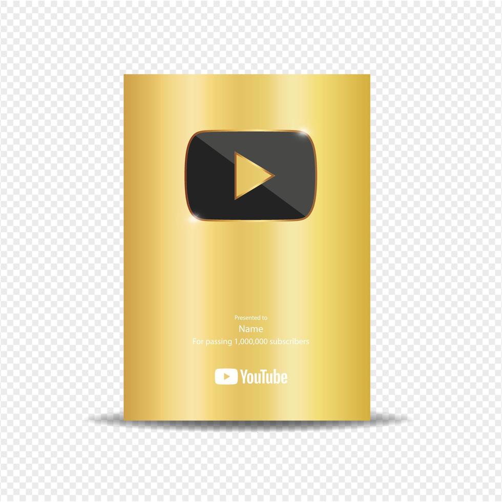 premio del botón de reproducción de oro de youtube vector