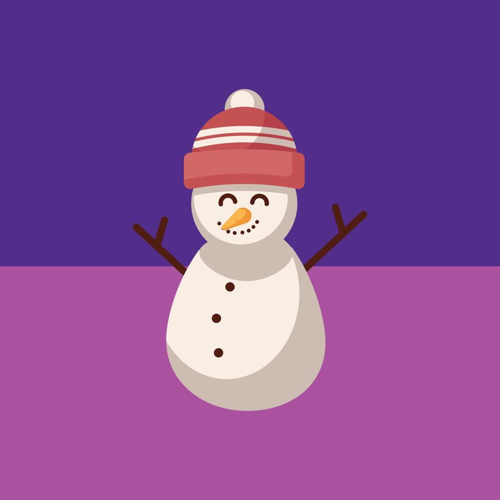 muñeco de nieve feliz hecho sobre un fondo azul y violeta vector