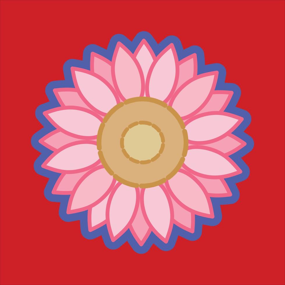 Mandala flower made on a red background with some pinky colors on it vector