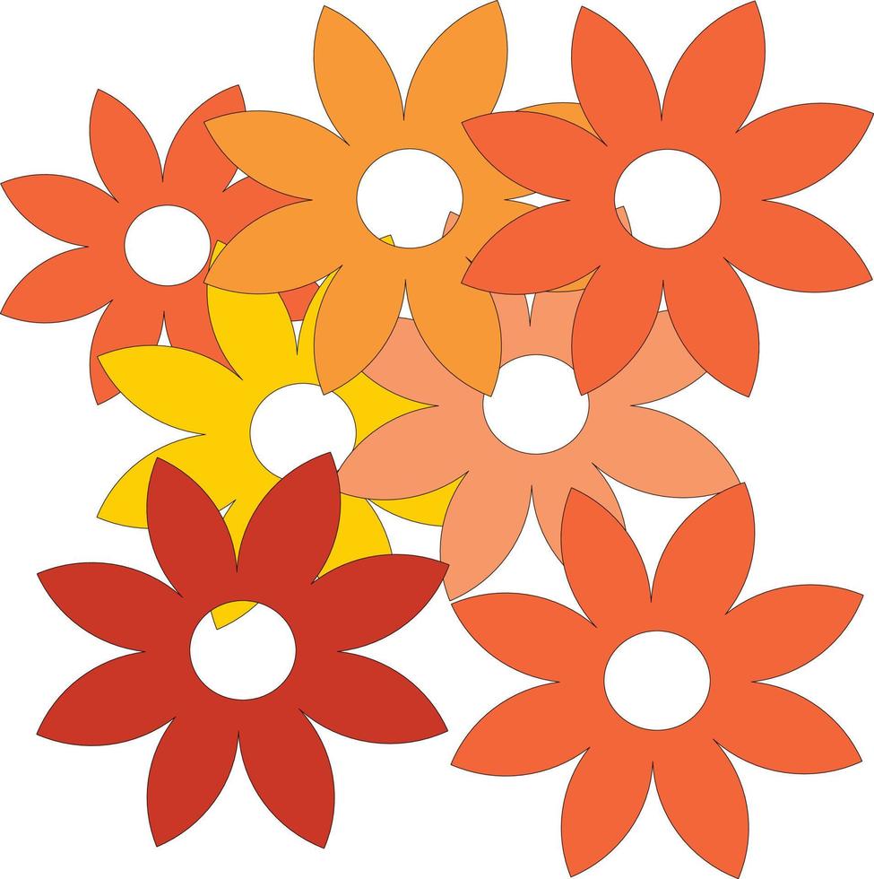 Many flower design made with different orange patterns on a white background vector