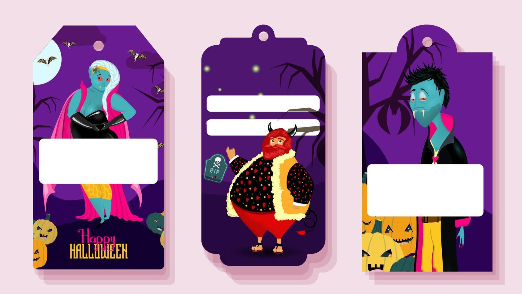 Halloween gift tags. Cut out. Vampire. Night of the dead postcards set vector