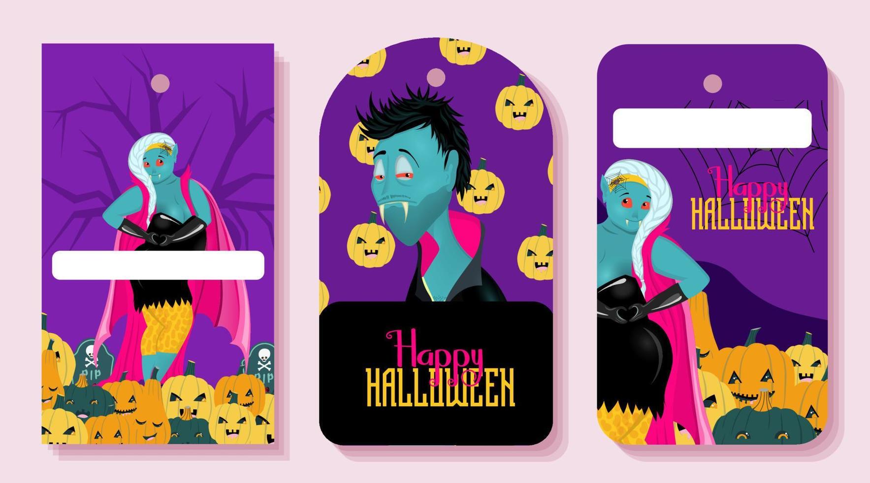 Halloween gift tags. Cut out. Vampire. Night of the dead postcards set vector