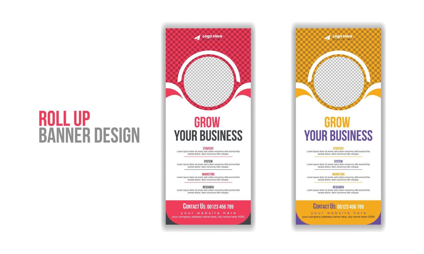 Creative and clean corporate, advertising, agency, business and marketing roll up banner template design vector