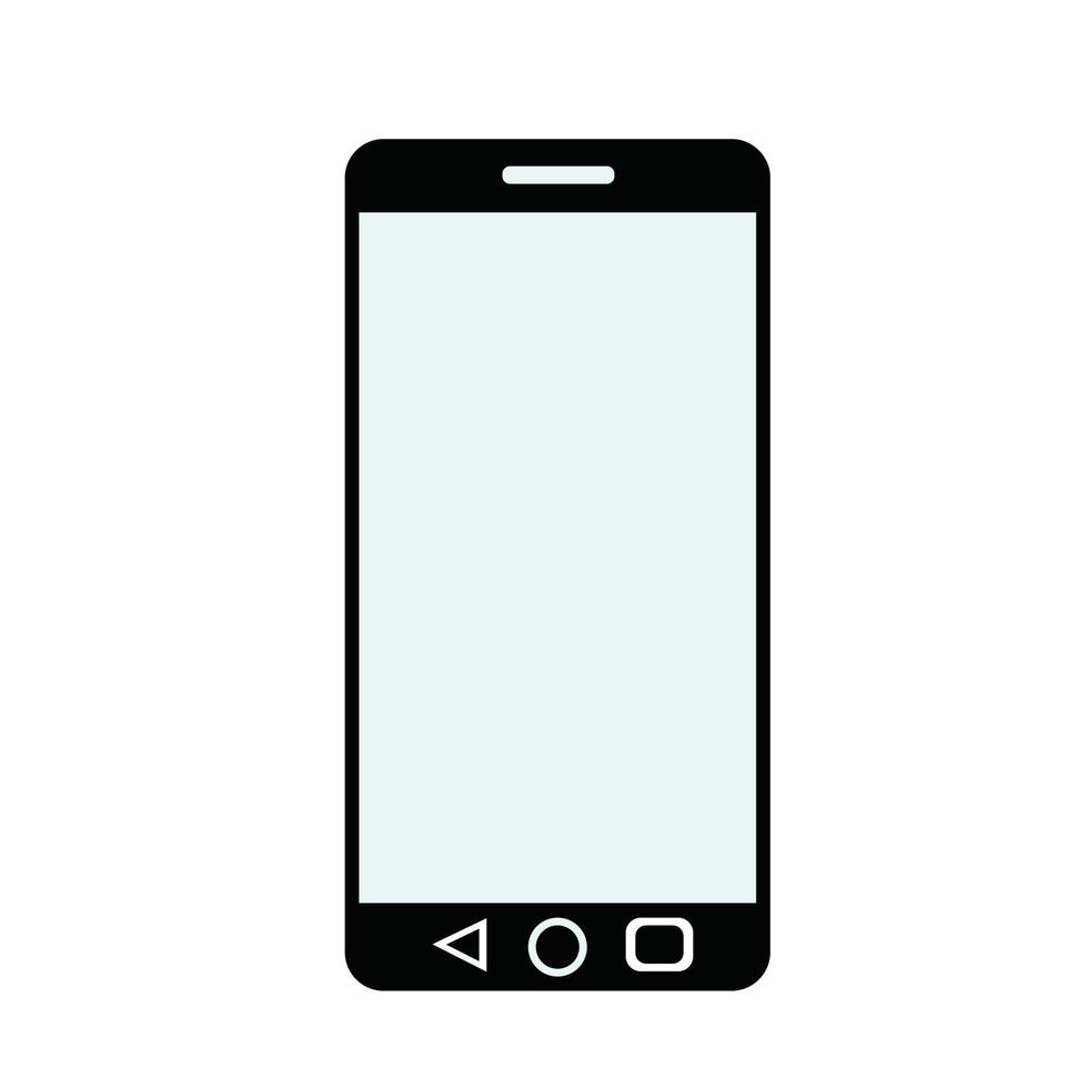 Smartphone sign symbol phone simple clip art vector illustration on white Background. black and white color cell Phone icon. Home Back and Recent Button.