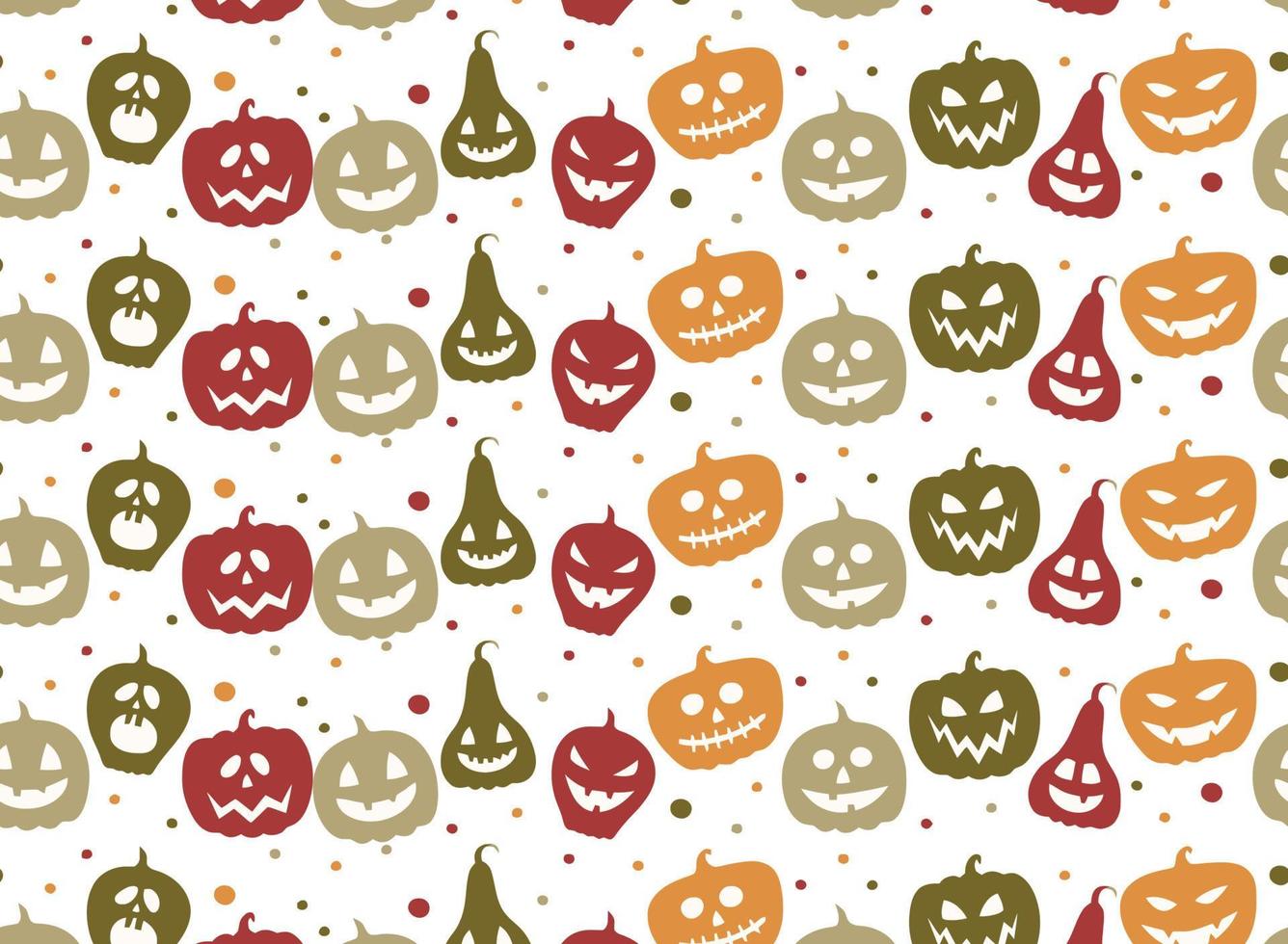 Halloween pattern with cute pumpkin face vector seamless background