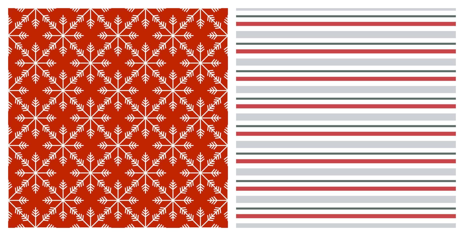 Seamless pattern set with snowflakes on red background. Perfect for wallpaper, wrapping paper, winter greetings, scrapbooking background, Christmas and New Year greeting cards, package design. vector