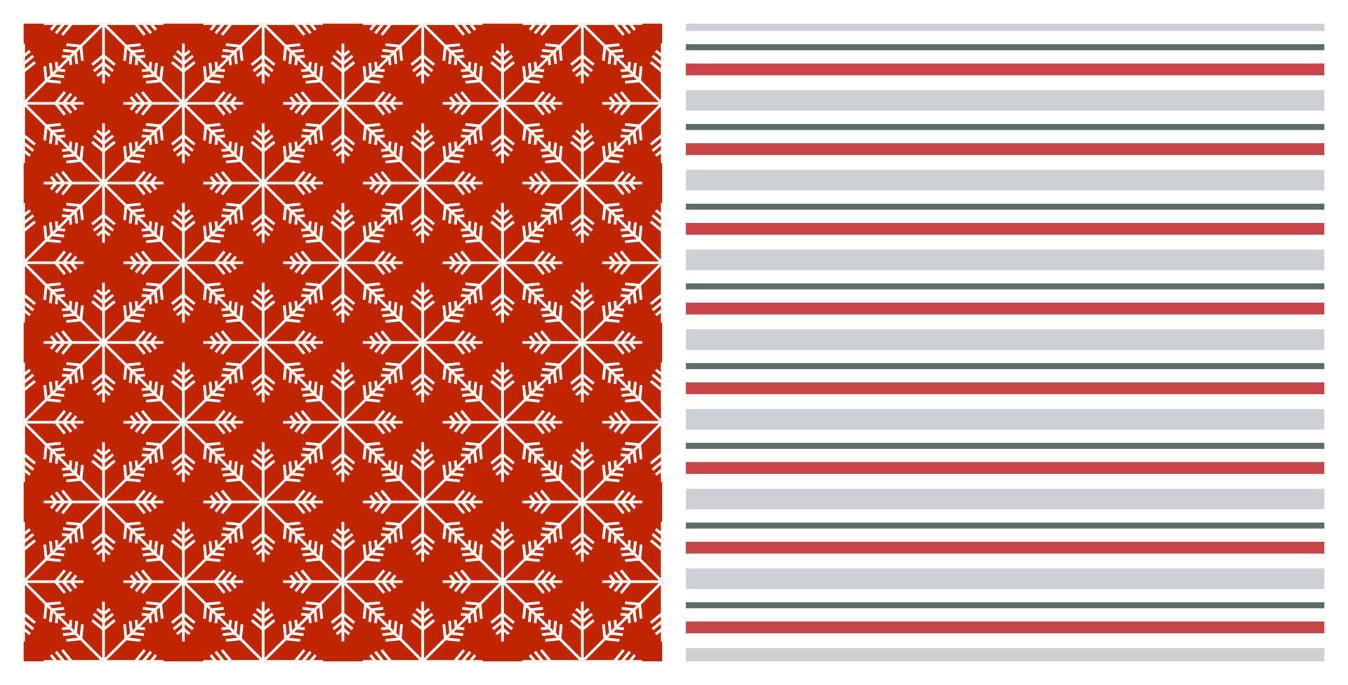 conjunto de patrones sin fisuras con copos de nieve sobre fondo rojo. perfecto para papel tapiz, papel de envolver, saludos de invierno, antecedentes de scrapbooking, tarjetas de felicitación de navidad y año nuevo, diseño de paquetes. vector