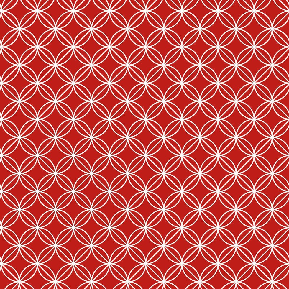 Seamless geometric pattern with intersecting circles on isolated red background. Retro shapes. Design for wallpaper, wrapping paper, holiday greetings, scrapbooking, winter, Christmas and New Year. vector