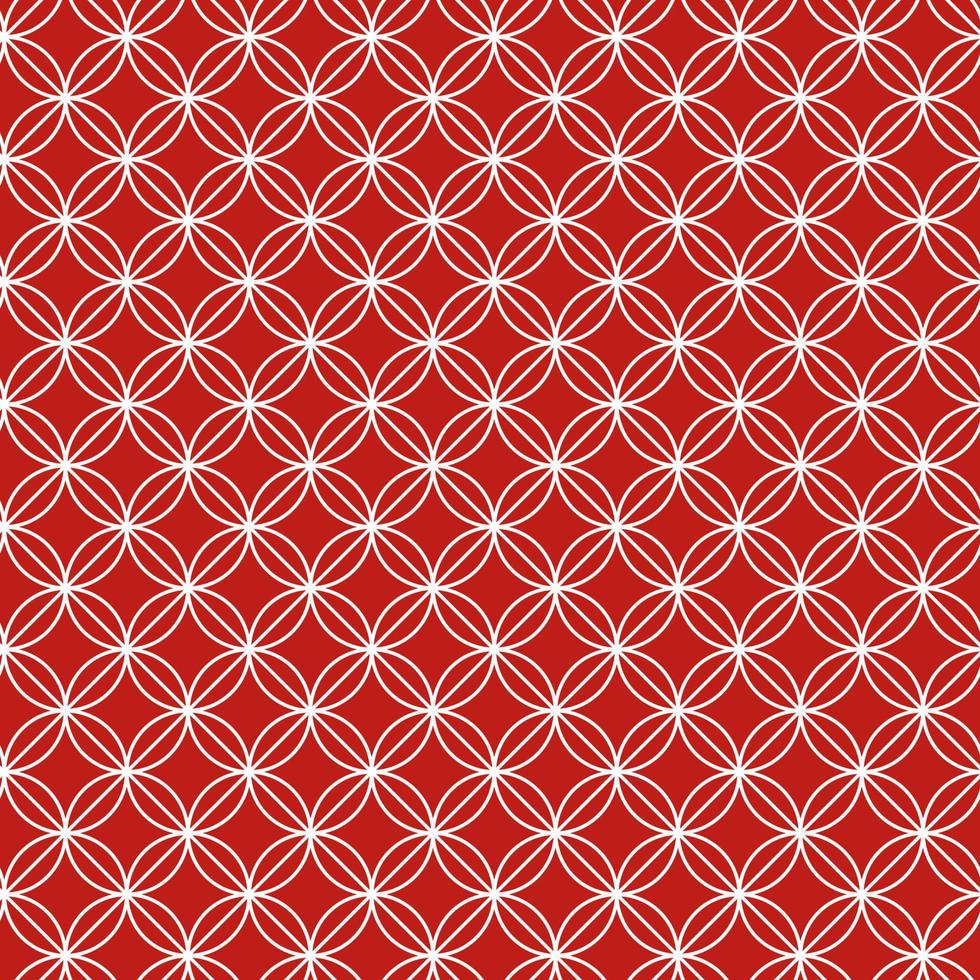 Seamless geometric pattern with intersecting circles on isolated red background. Retro shapes. Design for wallpaper, wrapping paper, holiday greetings, scrapbooking, winter, Christmas and New Year. vector