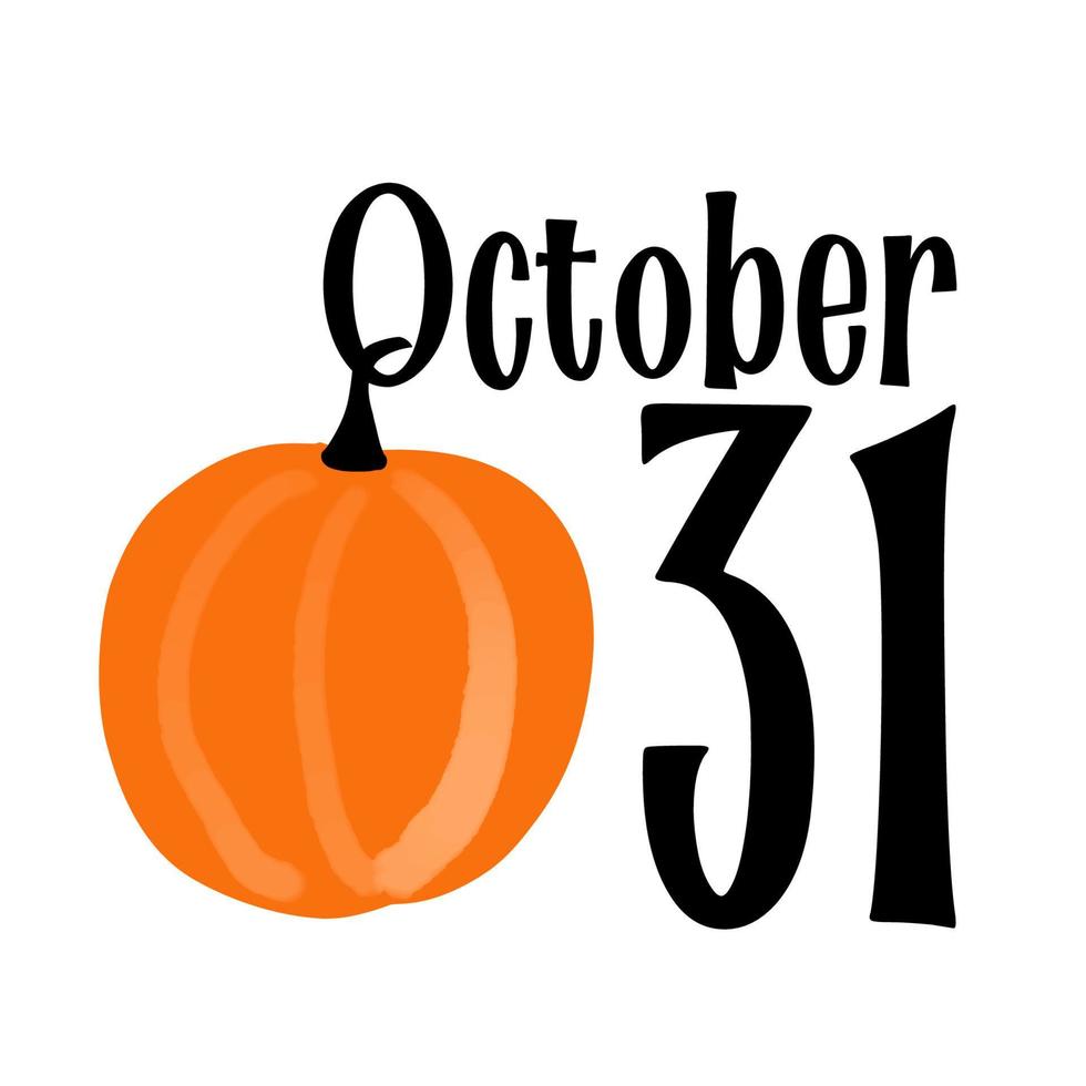 Halloween illustration with pumpkin and date October 31 vector