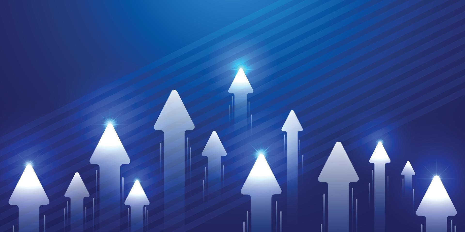 White arrows flying at high speed on blue and sky abstract backgrounds vector
