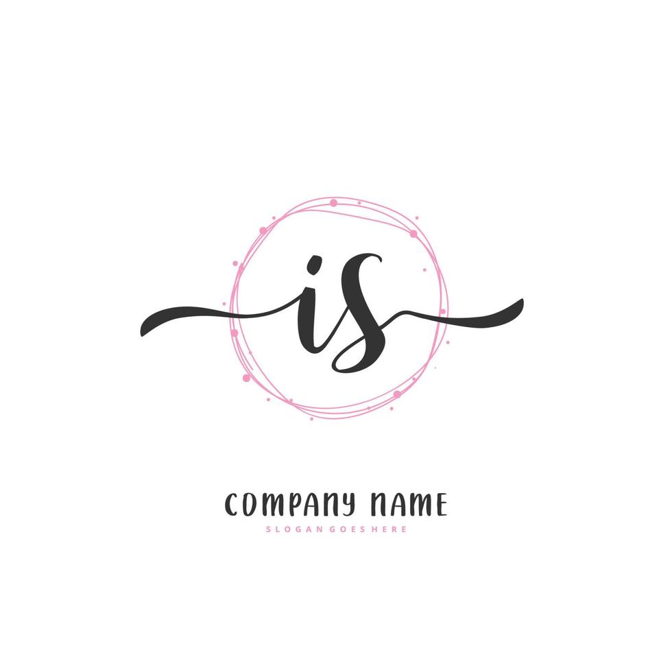 IS Initial handwriting and signature logo design with circle. Beautiful design handwritten logo for fashion, team, wedding, luxury logo. vector