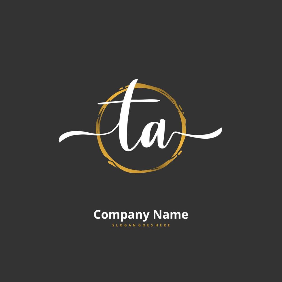 TA Initial handwriting and signature logo design with circle. Beautiful design handwritten logo for fashion, team, wedding, luxury logo. vector