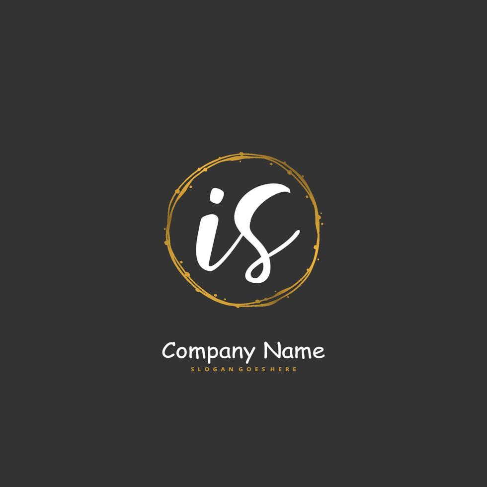 IS Initial handwriting and signature logo design with circle. Beautiful design handwritten logo for fashion, team, wedding, luxury logo. vector