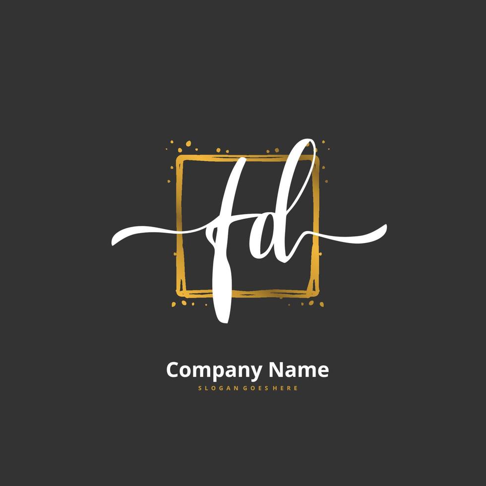 FD Initial handwriting and signature logo design with circle. Beautiful design handwritten logo for fashion, team, wedding, luxury logo. vector