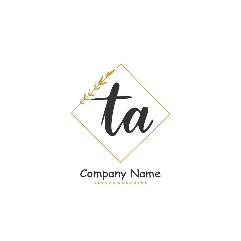 TA Initial handwriting and signature logo design with circle. Beautiful design handwritten logo for fashion, team, wedding, luxury logo. vector