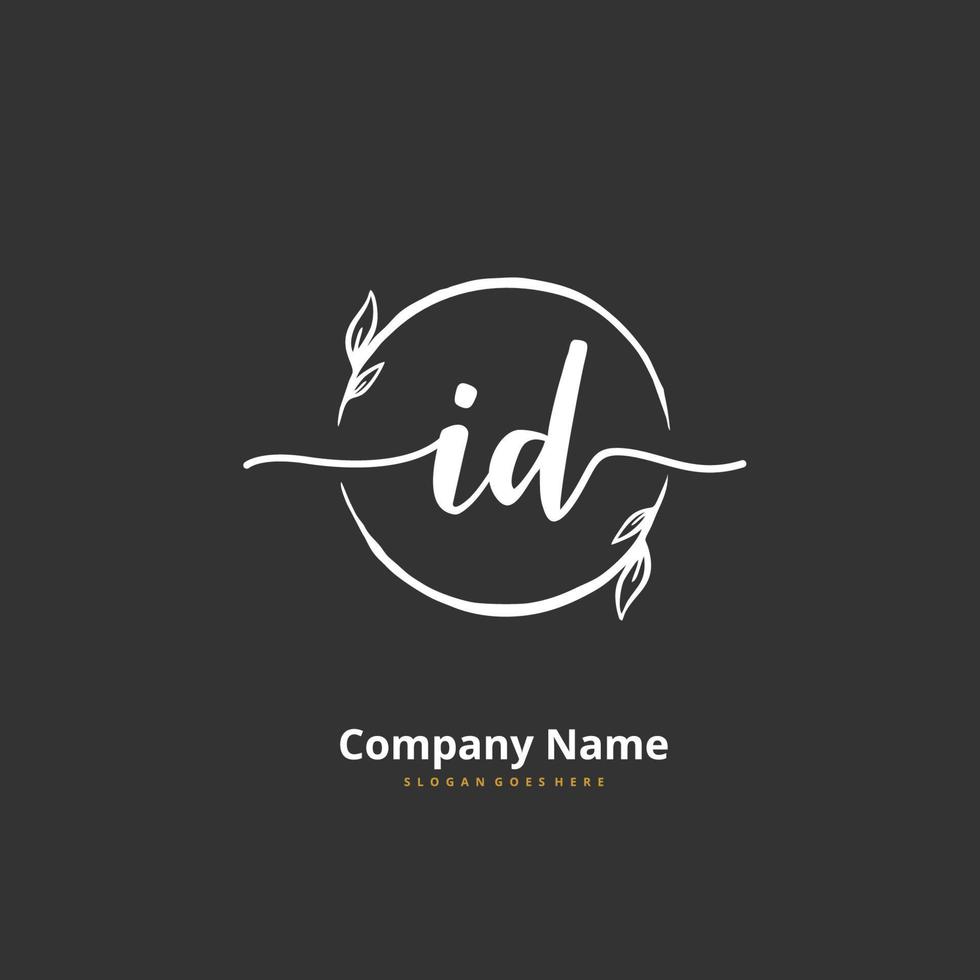 ID Initial handwriting and signature logo design with circle. Beautiful design handwritten logo for fashion, team, wedding, luxury logo. vector