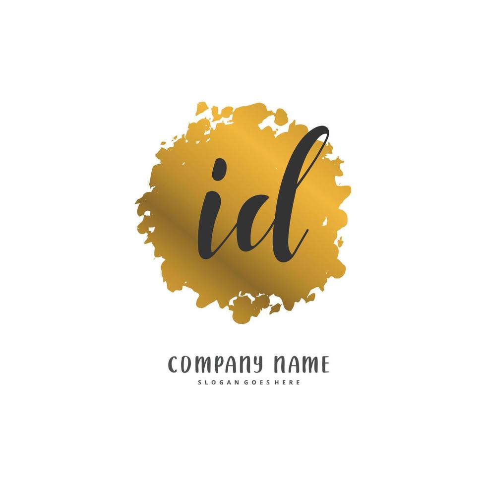 ID Initial handwriting and signature logo design with circle. Beautiful design handwritten logo for fashion, team, wedding, luxury logo. vector