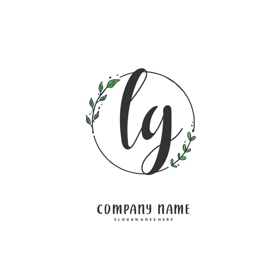 LG Initial handwriting and signature logo design with circle. Beautiful design handwritten logo for fashion, team, wedding, luxury logo. vector