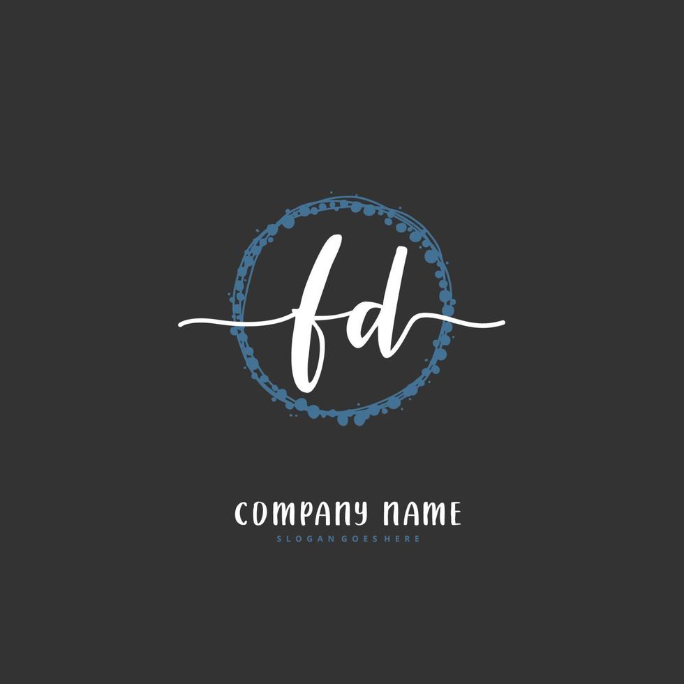 FD Initial handwriting and signature logo design with circle. Beautiful design handwritten logo for fashion, team, wedding, luxury logo. vector