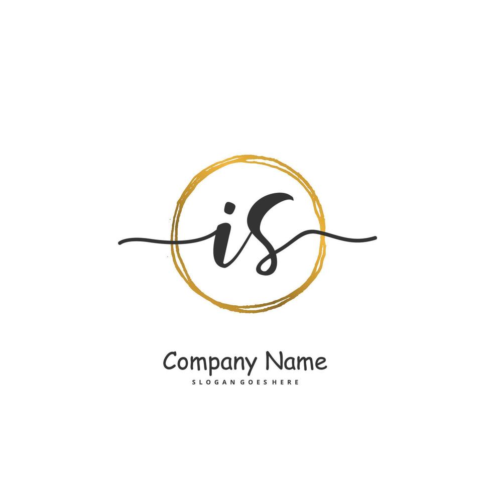 IS Initial handwriting and signature logo design with circle. Beautiful design handwritten logo for fashion, team, wedding, luxury logo. vector