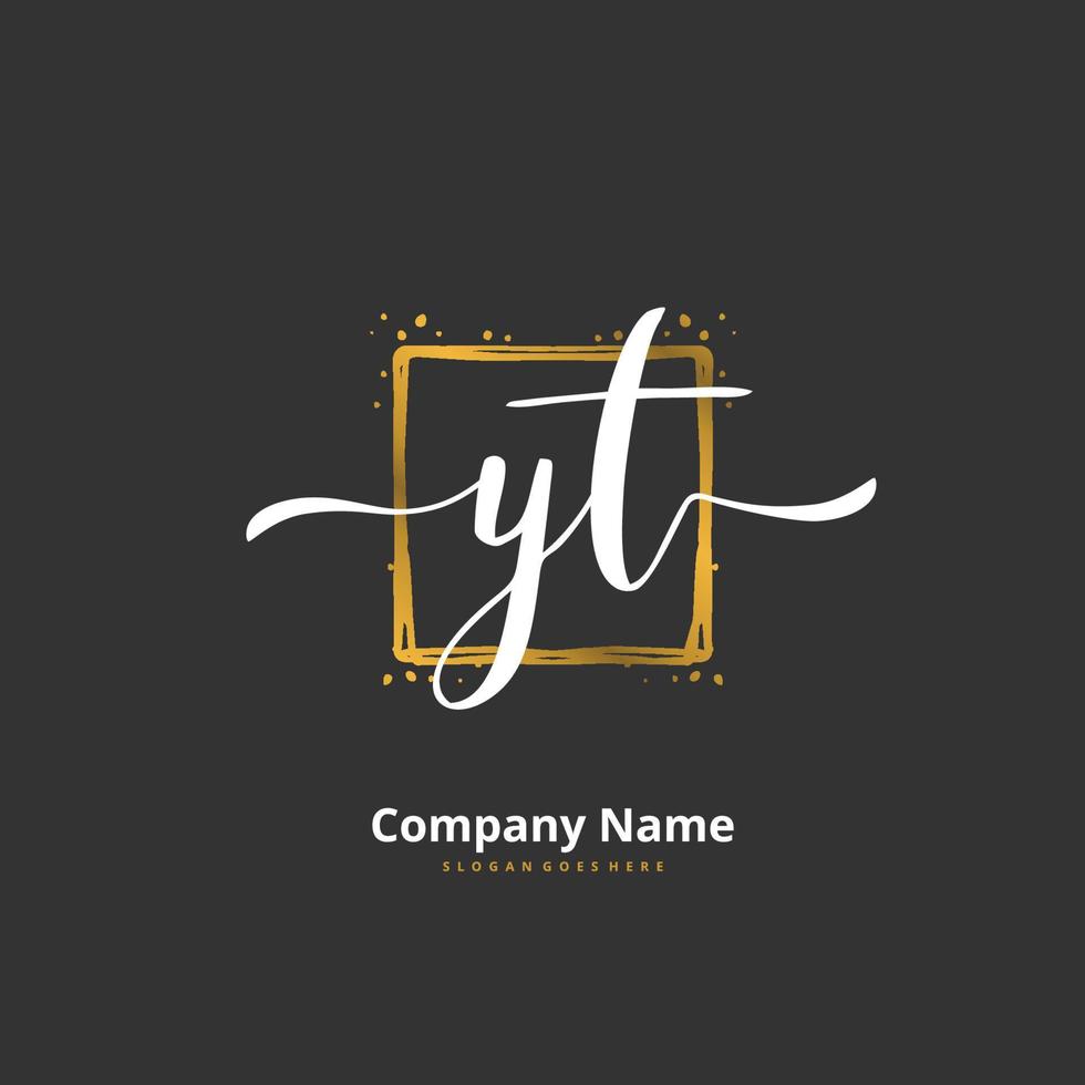 YT Initial handwriting and signature logo design with circle. Beautiful design handwritten logo for fashion, team, wedding, luxury logo. vector