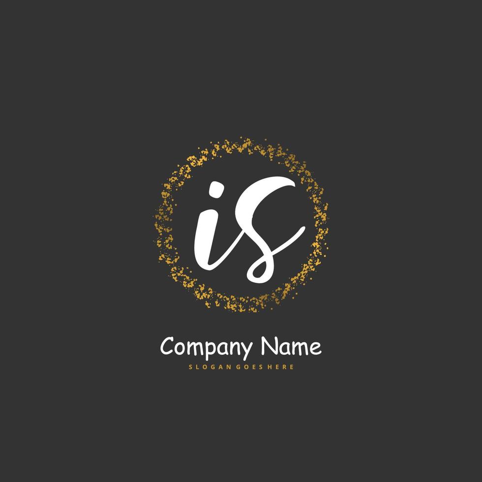 IS Initial handwriting and signature logo design with circle. Beautiful design handwritten logo for fashion, team, wedding, luxury logo. vector