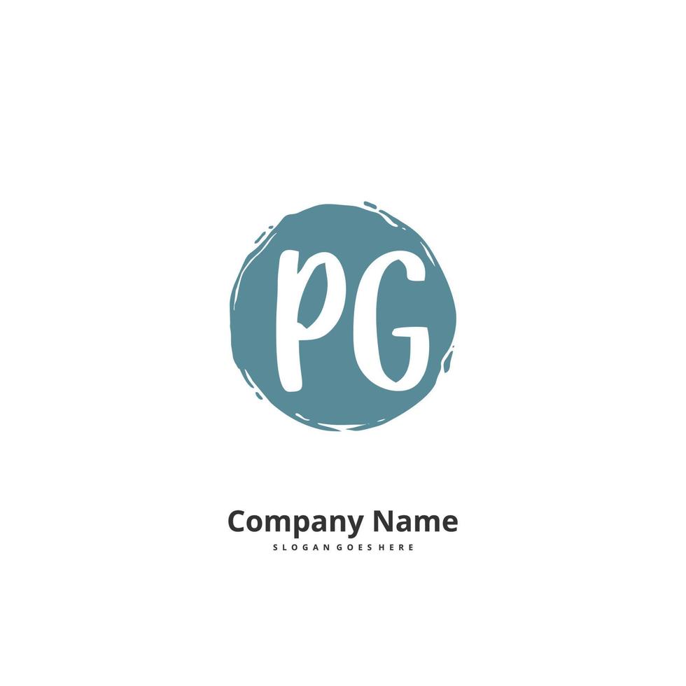 PG Initial handwriting and signature logo design with circle. Beautiful design handwritten logo for fashion, team, wedding, luxury logo. vector
