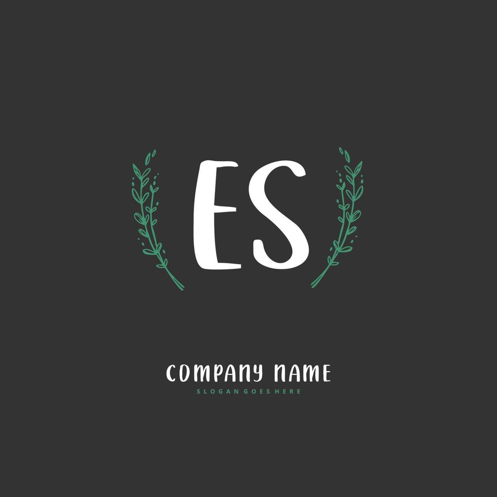 ES Initial handwriting and signature logo design with circle. Beautiful design handwritten logo for fashion, team, wedding, luxury logo. vector