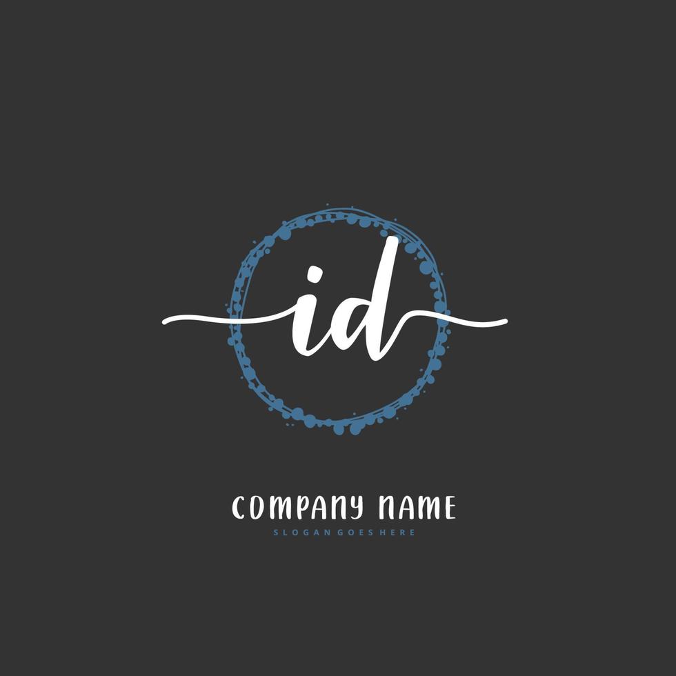 ID Initial handwriting and signature logo design with circle. Beautiful design handwritten logo for fashion, team, wedding, luxury logo. vector