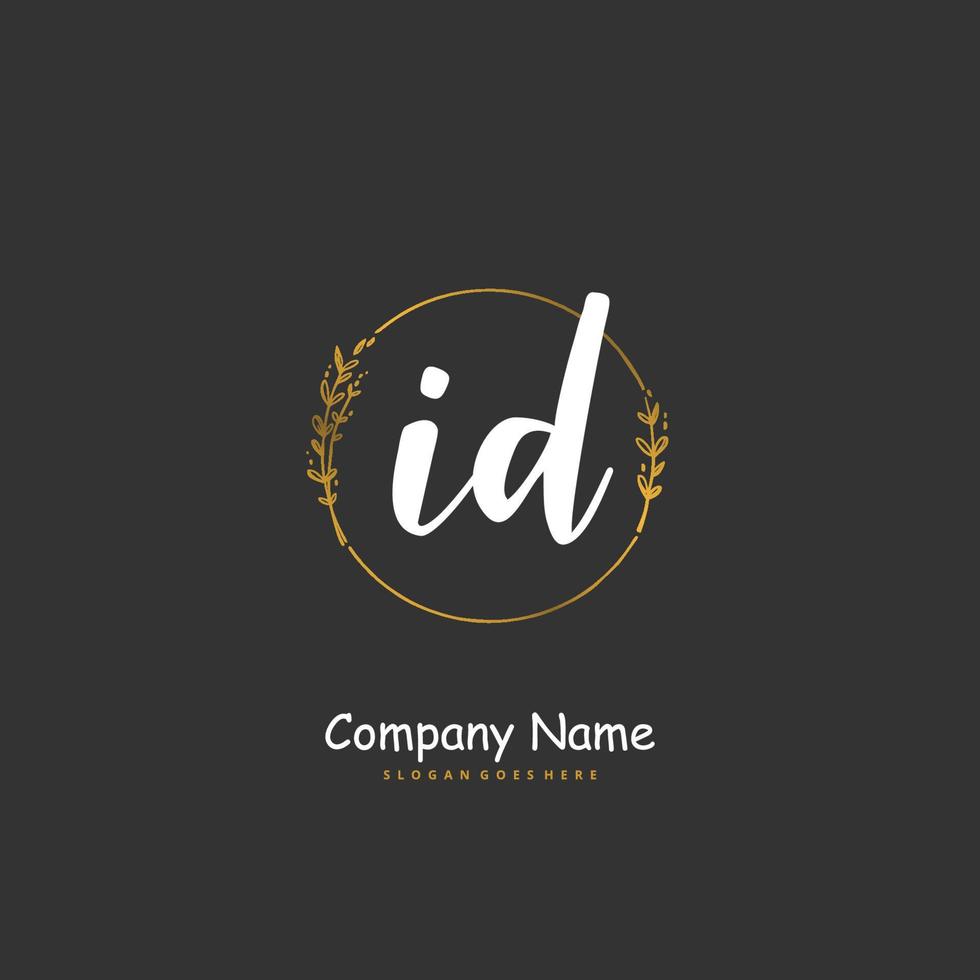 ID Initial handwriting and signature logo design with circle. Beautiful design handwritten logo for fashion, team, wedding, luxury logo. vector
