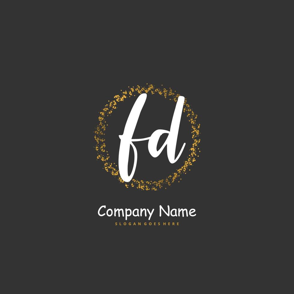 FD Initial handwriting and signature logo design with circle. Beautiful design handwritten logo for fashion, team, wedding, luxury logo. vector