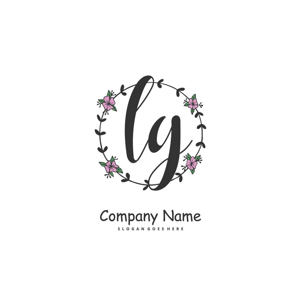 LG Initial handwriting and signature logo design with circle. Beautiful design handwritten logo for fashion, team, wedding, luxury logo. vector