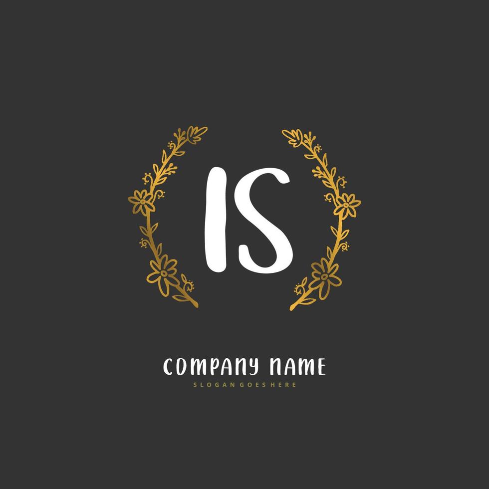 IS Initial handwriting and signature logo design with circle. Beautiful design handwritten logo for fashion, team, wedding, luxury logo. vector