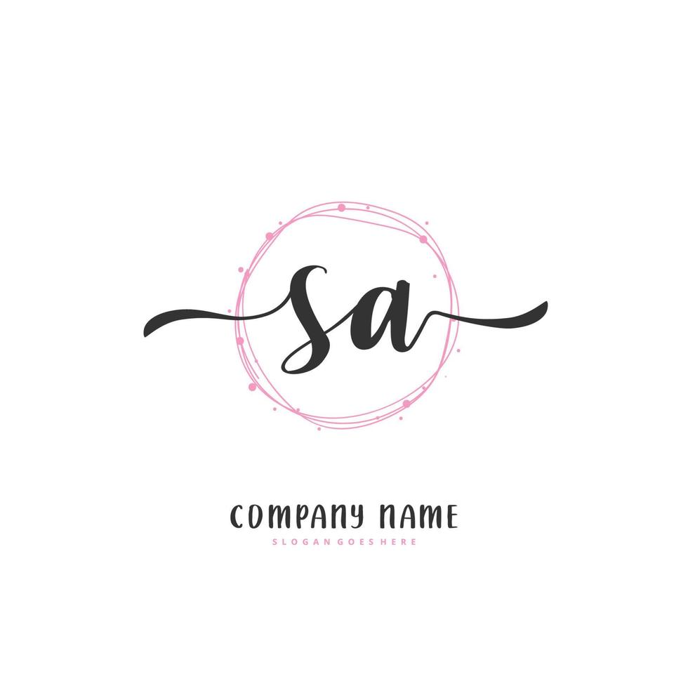 SA Initial handwriting and signature logo design with circle. Beautiful design handwritten logo for fashion, team, wedding, luxury logo. vector