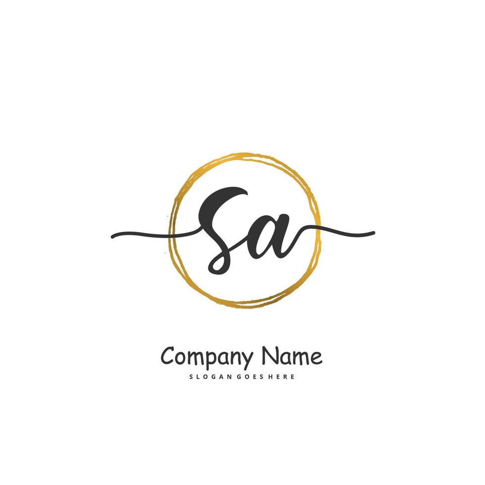 SA Initial handwriting and signature logo design with circle. Beautiful design handwritten logo for fashion, team, wedding, luxury logo. vector