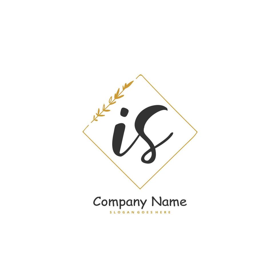 IS Initial handwriting and signature logo design with circle. Beautiful design handwritten logo for fashion, team, wedding, luxury logo. vector